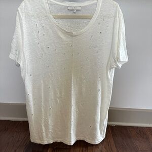 IRO 'Clay' Punctured Linen Tee (White)